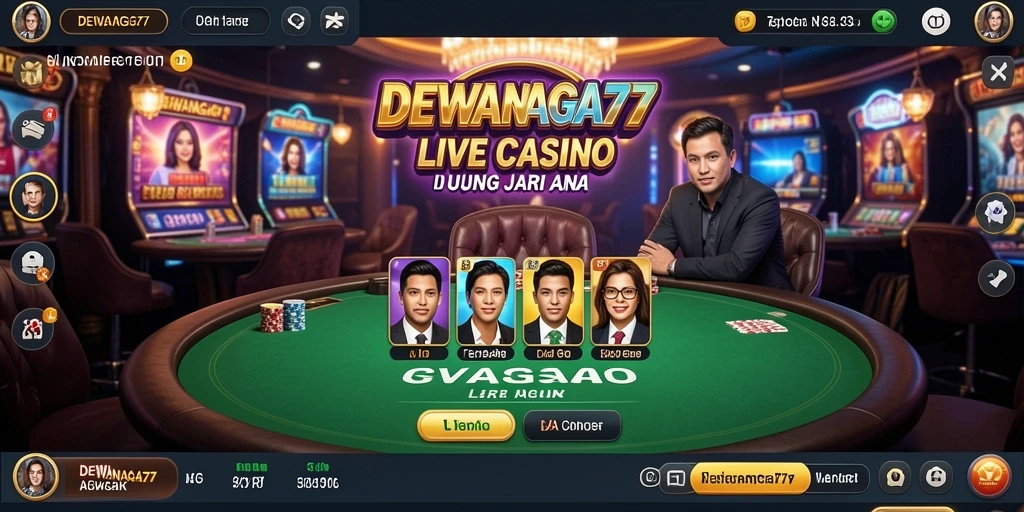 Tampilan utama DEWANAGA77 menunjukkan gameplay Live Casino yang dinamis dan interaktif.