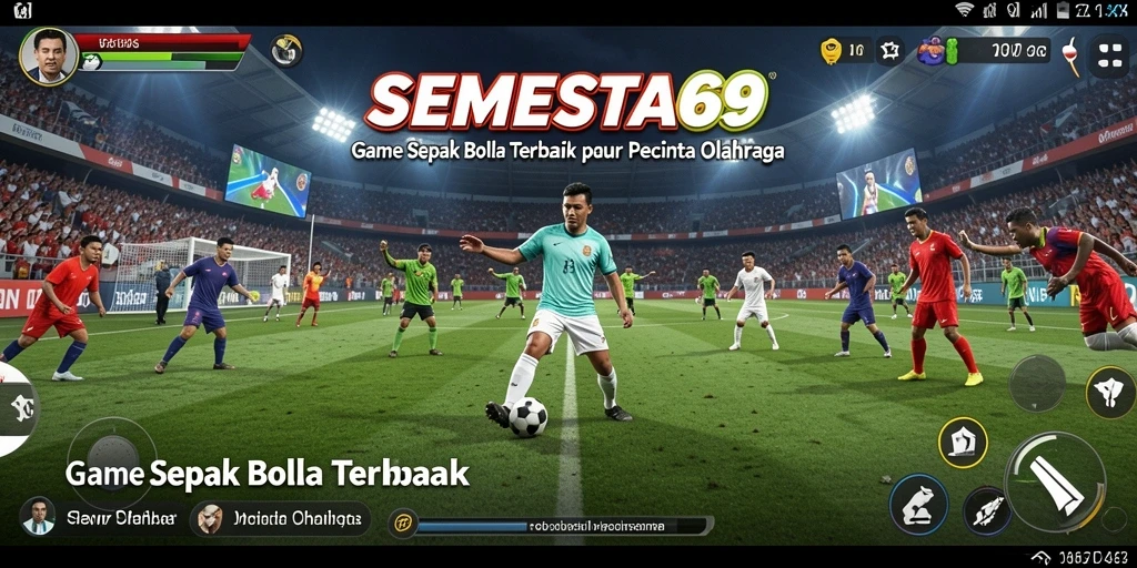 Screenshot permainan SEMESTA69 menampilkan aksi sepak bola yang seru.